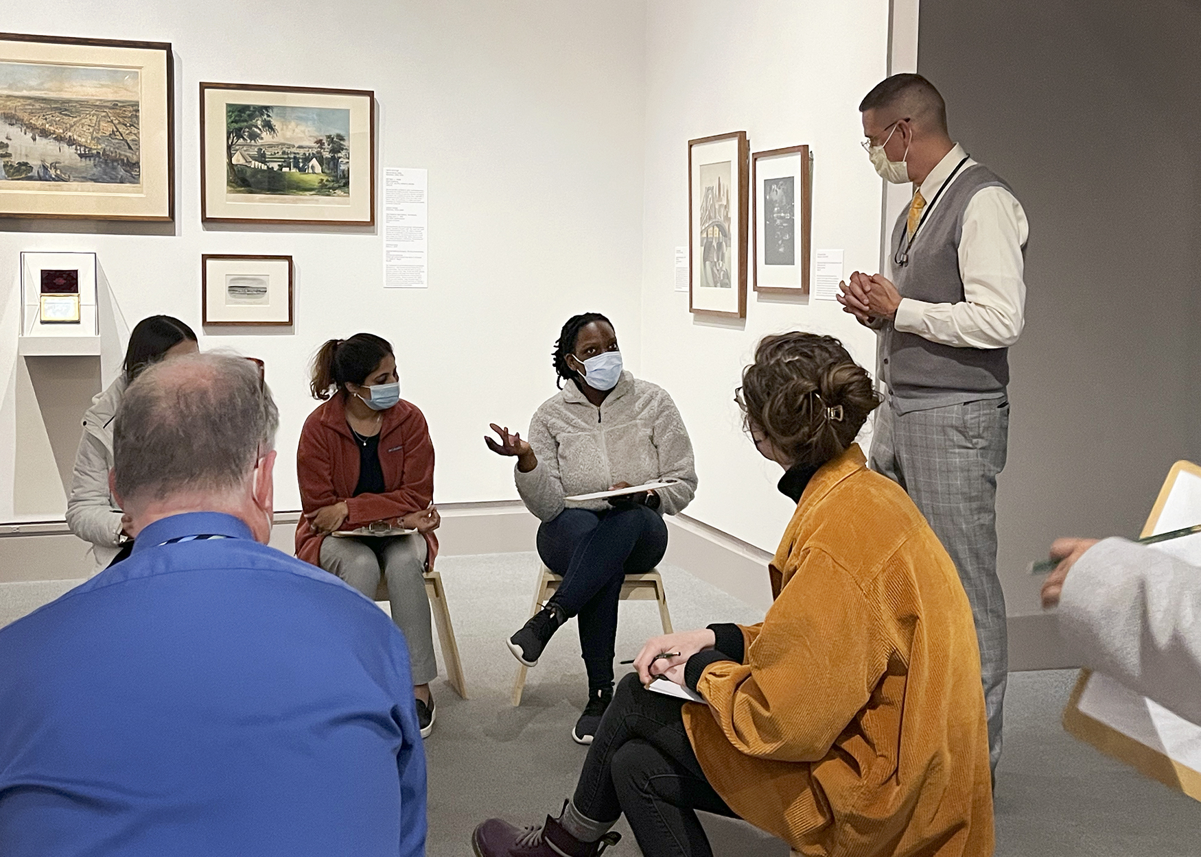 Class discussion in the galleries