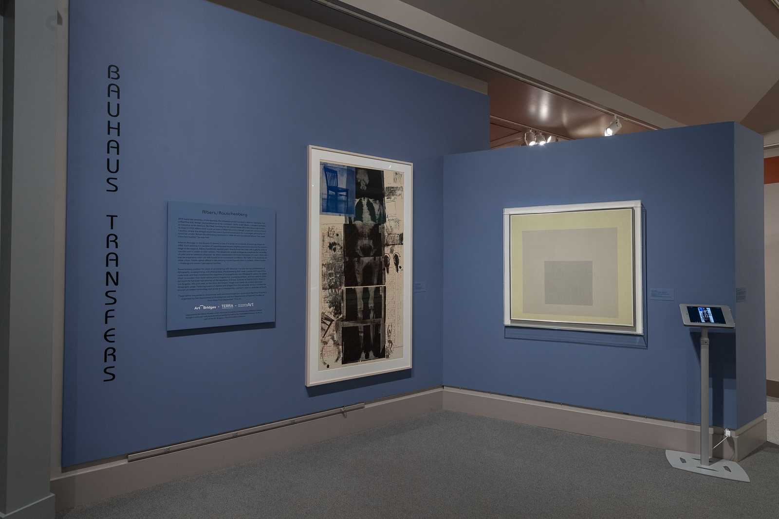 Installation shot of Bauhaus Transfers: Albers / Rauschenberg