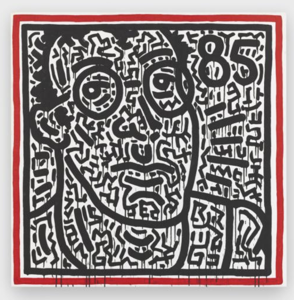 Keith Haring (American, 1958–1990), Self-Portrait, 1985, acrylic on canvas, 48 x 48 inches. Collection of Art Bridges